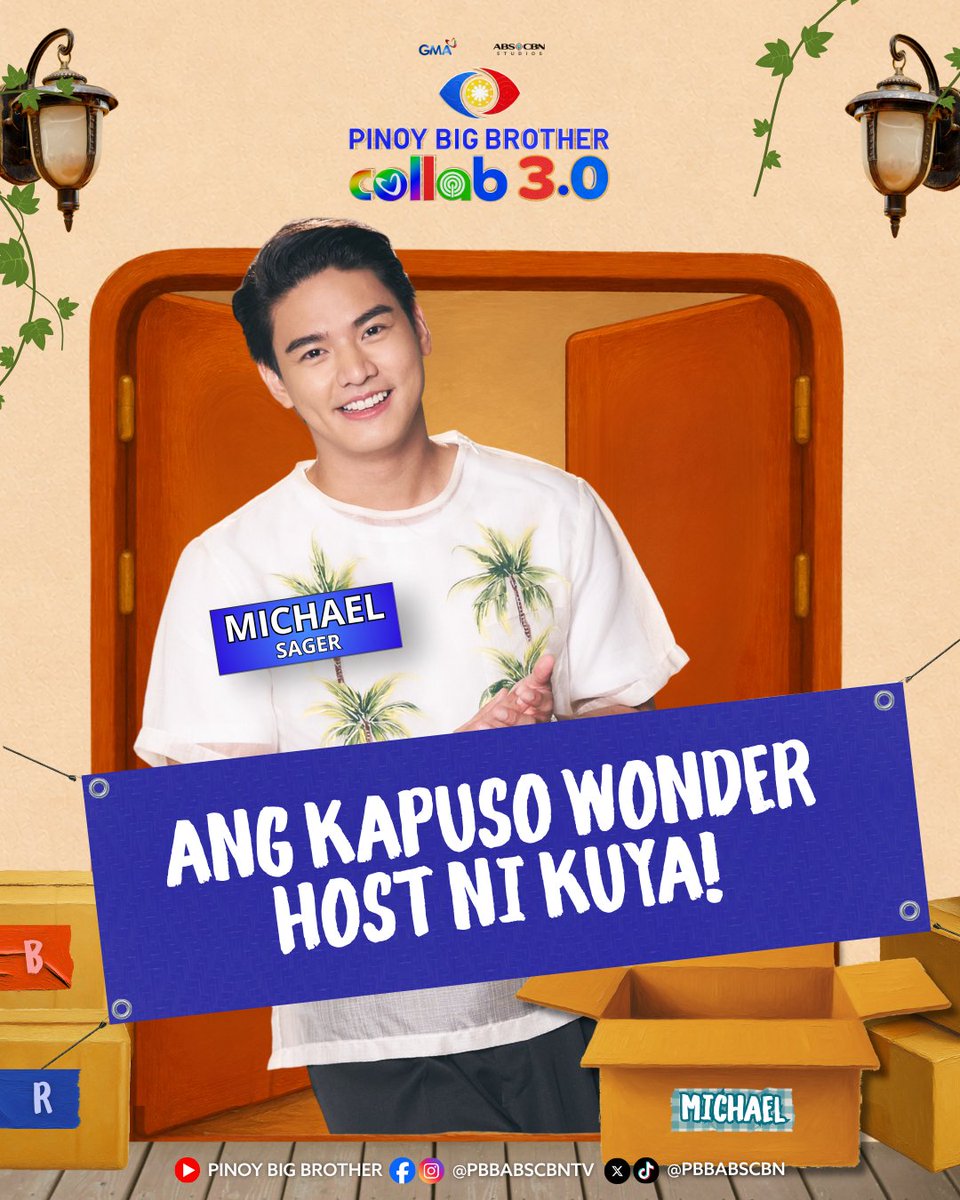 PBBabscbn's tweet photo. ANG KAPUSO WONDER HOST! 🏡

Hello, Online World! Naka-ready na si Michael Sager para sa kanyang move-in sa PBB OnlineVerse!

Pinoy Big Brother Collab 3.0, ngayong October na! ✨

#PBB #PBBCollab3 #PinoyBigBrother https://t.co/6JQlFo9Ezw