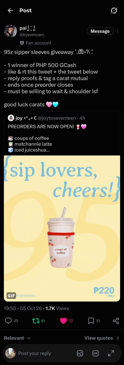 Linosfavpudding's tweet photo. @kyeomcam_ @mnwndrafts sorry po for the tag, ate chan 🥹 https://t.co/jyu5mbyXCj