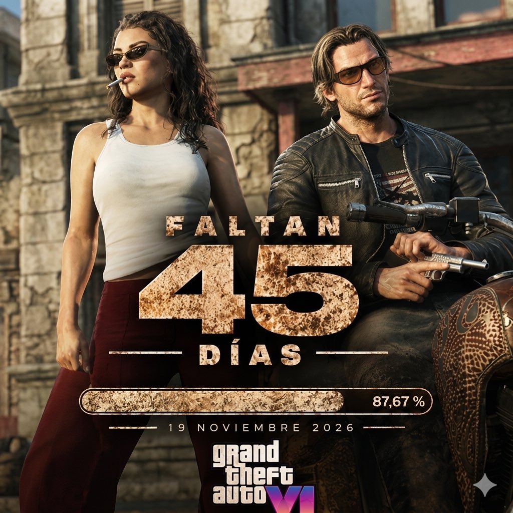 ElNeuroparako's tweet photo. 🔥 ¡45 DÍAS PARA GTA VI! 🔥

Entramos oficialmente en los últimos 45 días. 🌴🎮
Vice City está cada vez más cerca… y la cuenta regresiva ya empieza a sentirse de verdad. 👀🔥

#GTA6 #GTAVI #RockstarGames #ViceCity https://t.co/rhq3sFQT0Z