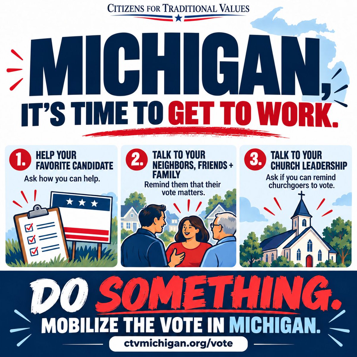 CTVMI's tweet photo. 29 days and counting...

Who needs help to get your voter guides?
Who needs ideas for how you can talk to your neighbors?
Who needs resources to know how to vote?

Let us know! And sign up for our email list to help mobilize the faith vote here: https://t.co/vuQbLLsV16

Send questions to ctv@ctvmichigan.org