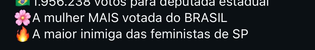 moguinhomora's tweet photo. Essas duas frases na mesma biografia não faz nem sentido, se você acha que feminismo não existe e é só uma tipificação, porque especificar que você é a *mulher* mais votada do Brasil? Quando um homem é o mais votado do brasil ele não coloca na biografia *homem* mais votado… ? https://t.co/n5yTUv18xI