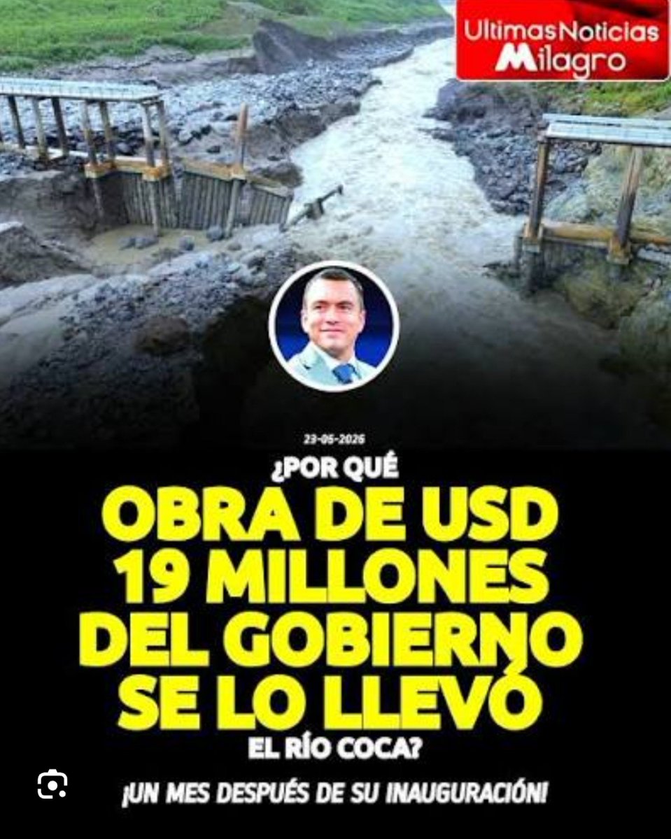 AlmaMiaEcu's tweet photo. Obras de papel dijiste?

Como el dique que costó 19 millones de dólares y no duró ni un mes? https://t.co/lndAybTKl3