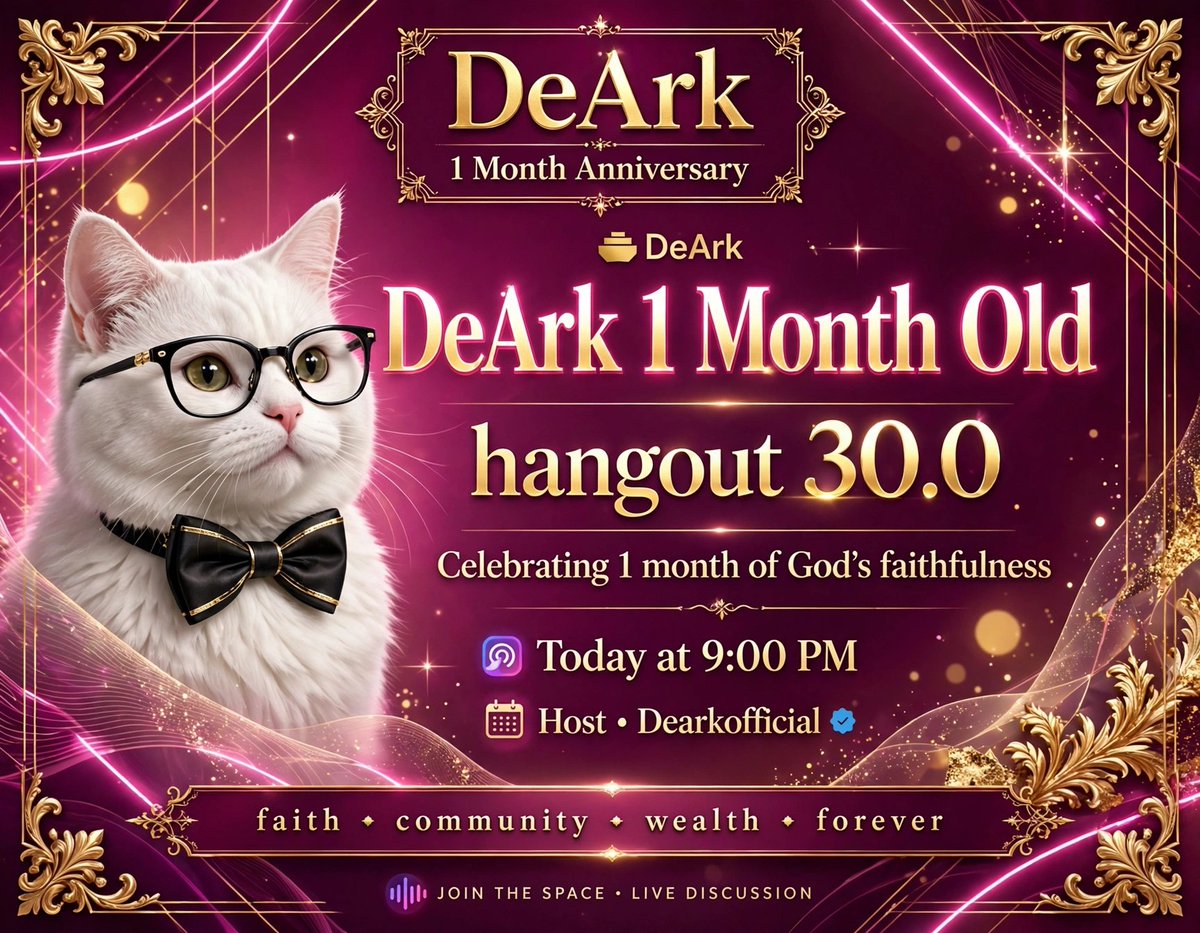 Almamman8835's tweet photo. @DeARK_BSC 
We are 1 month old! 🎉

From 0 to FAMILY! 1 month of God's faithfulness is not small! 🙏

Hangout 30.0 tonight 9PM - You CAN'T miss this! History in making!

Faith. Community. Wealth. Forever! 🐱💎

Set reminder fam! Let's celebrate! 🚀

#DeArk #1MonthAnniversary https://t.co/aU7R982ntt