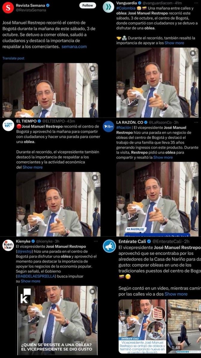 ISAZULETA's tweet photo. Esto debería ser una vergüenza para el periodismo en Colombia, todo medio decente debería salir a rechazarlo, estos son los medios dedicados a crear noticias en dónde no existen, una oblea como centro de distracción para nublar todo lo que está ocurriendo en el país.
La lista de los medios serviles al poder y que se prestan para esto es larga, pero el ejercicio ciudadano de desconfiar de ellos es necesario.