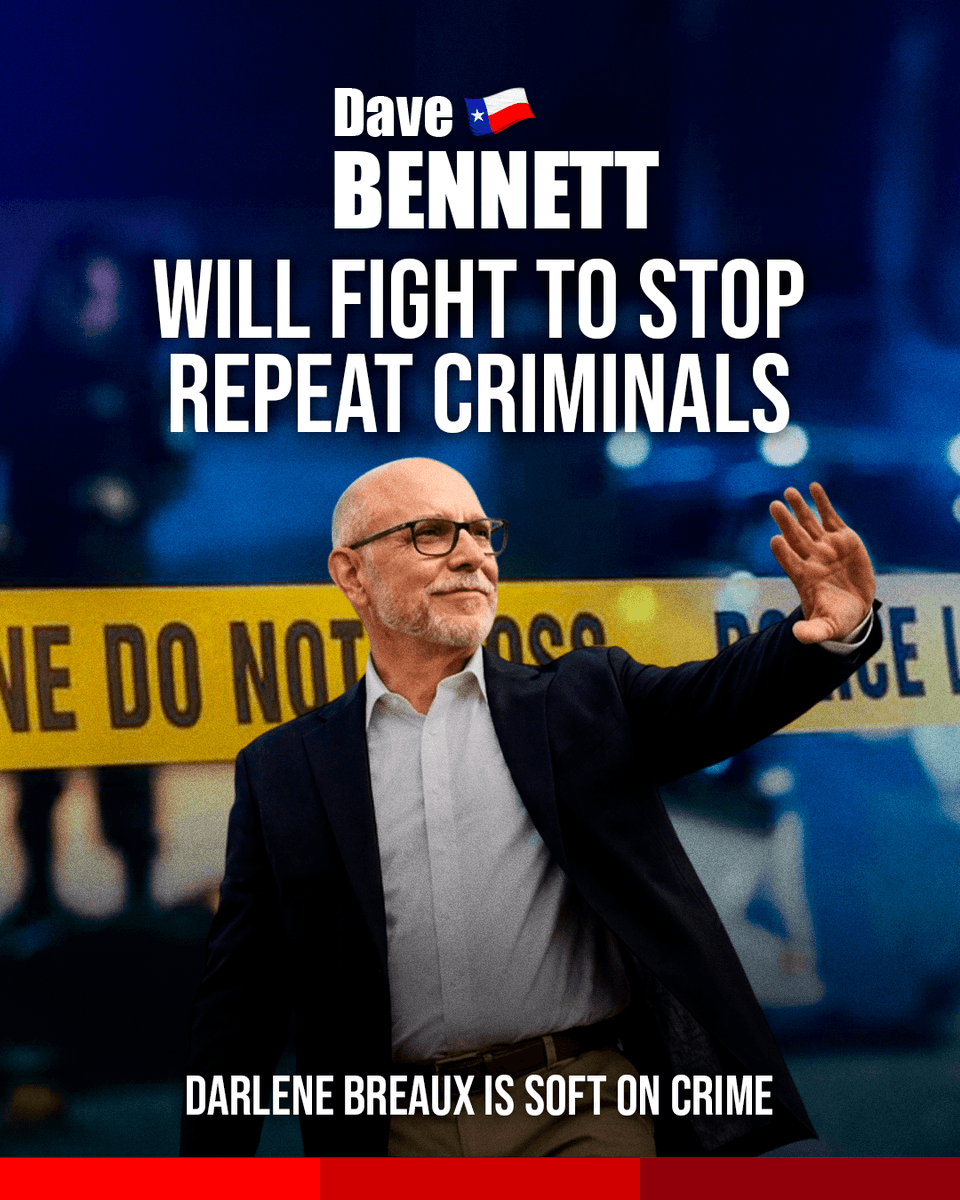 BennettForTexas's tweet photo. Dave Bennett will stop the revolving door for repeat offenders.

Dave supports stronger bail laws and tougher consequences to keep repeat offenders from cycling back into our neighborhoods. 

He advocated during the last legislative session for Proposition 3, which voters have now approved. It was an important step, but much more must be done to keep families safe.

Darlene Breaux is soft on crime. Breaux has not provided any real solutions to the immediate crime problems HD149 faces: repeat violent offenders cycling back into our neighborhoods. 

Cases like Nhan Le and Melvin Rivas underscore the consequences. Long-term prevention must be built on stronger bail reform that protects families today.