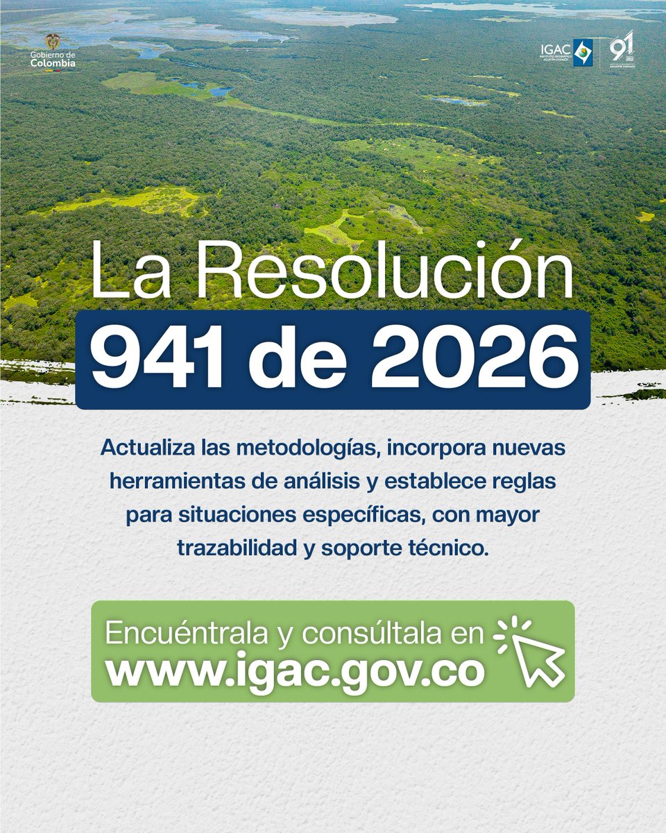 igacColombia's tweet photo. 📰¡Colombia tiene una nueva normatividad en avalúos!

La Resolución 941 de 2026 reglamenta los métodos y las condiciones para la elaboración de avalúos comerciales en procesos de enajenación voluntaria, vía judicial o admnistrativa.🏘️

➡️Desliza las imágenes y conoce los puntos clave de esta resolución.

🔗Encuentra el documento completo en: https://t.co/TXnp4hekZV