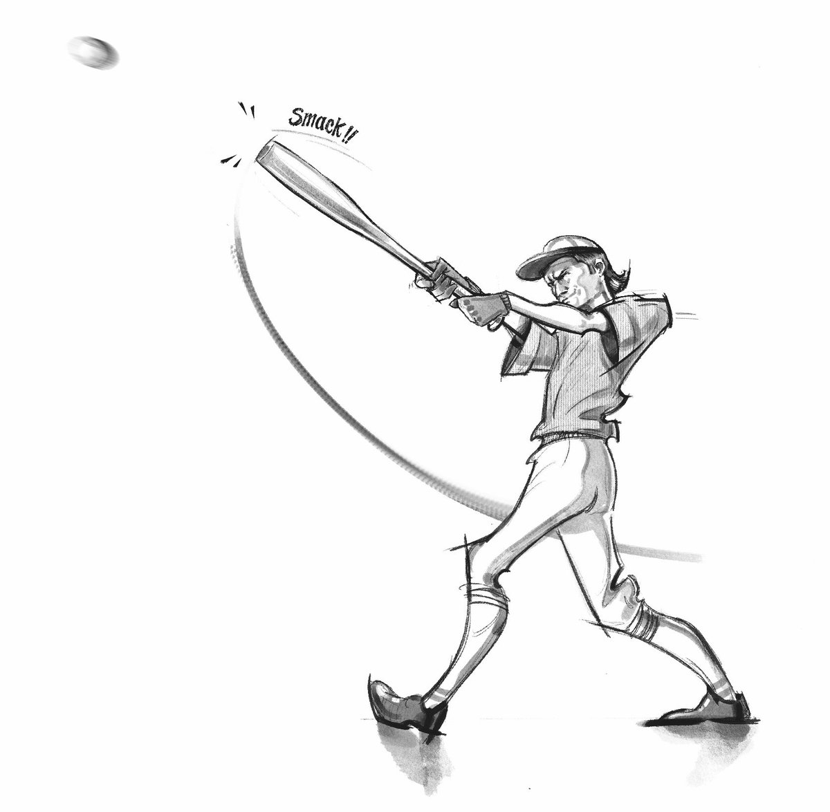 Maybod9's tweet photo. “Swing for the fences.” ⚾ 

INKTOBER 2026 Day 5 — Smack

#Inktober2026 #Inktober #inktoberday5 #inktobersmack #baseball https://t.co/zZCsrVdiDs