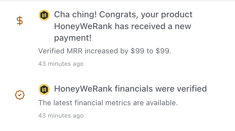 uriel_builds's tweet photo. You can track your product's $$MRR on Buildside.
You get a notification every time someone pays for your SaaS 🤑
#cha #ching https://t.co/VZVx8duiud