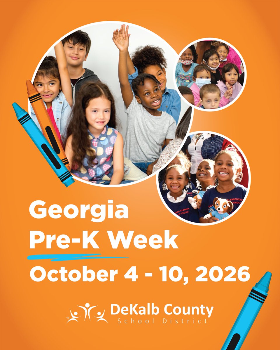 DeKalbSchools's tweet photo. 🖍️ Happy Georgia Pre-K Week!

Although #DCSD students are on Fall Break this week, we’re celebrating our youngest learners and the educators who help build a strong foundation for their growth and learning.

We’ll continue the celebration when students return next week! 🍎📚

#GaPreKWeek #TheDeKalbDifference💙🧡