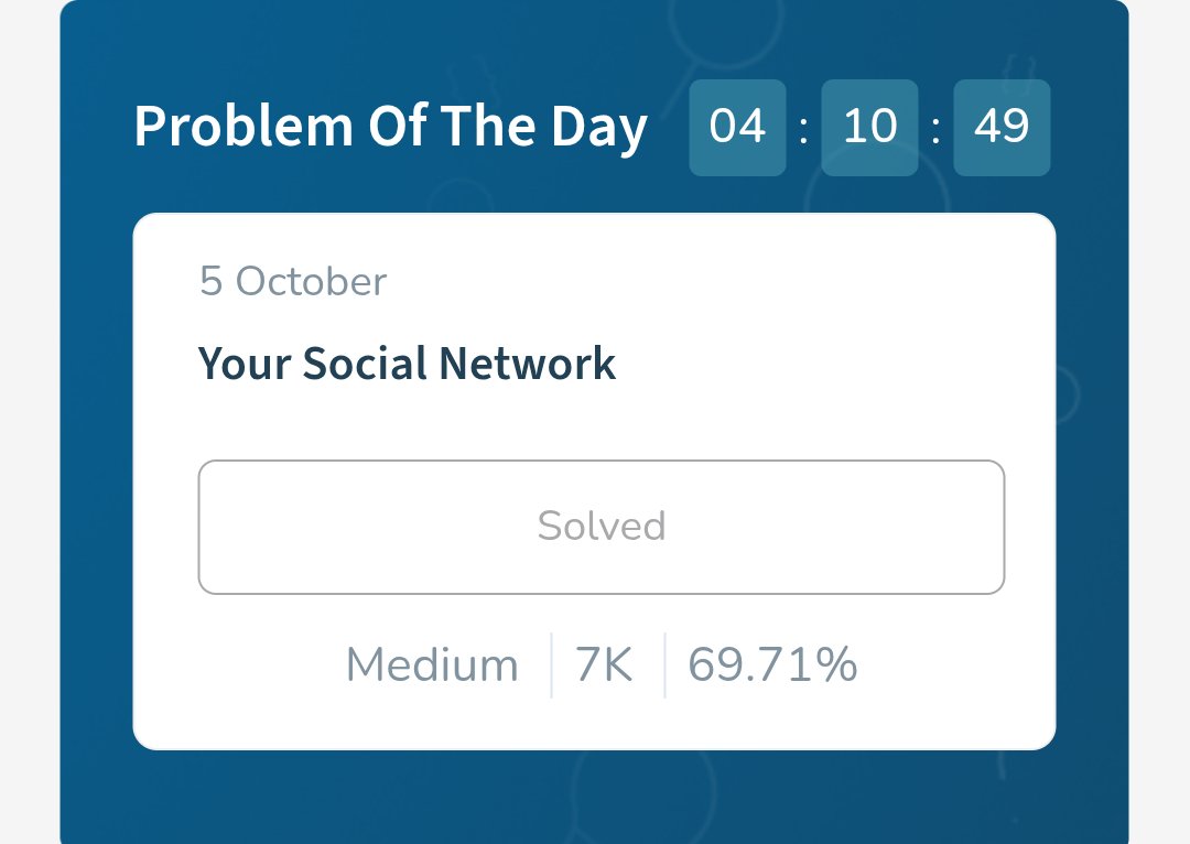 crazy_mahesh_'s tweet photo. Day 376 - DSA Challenge
Problem: Your Social Network
Modeling the social network as a graph makes it efficient to explore connections and relationships between users.
#100DaysOfCode #DSA #Graph #BFS #DFS #SocialNetwork #GraphTraversal #Algorithms #ProblemSolving @geeksforgeeks https://t.co/i0J1a9hr7g