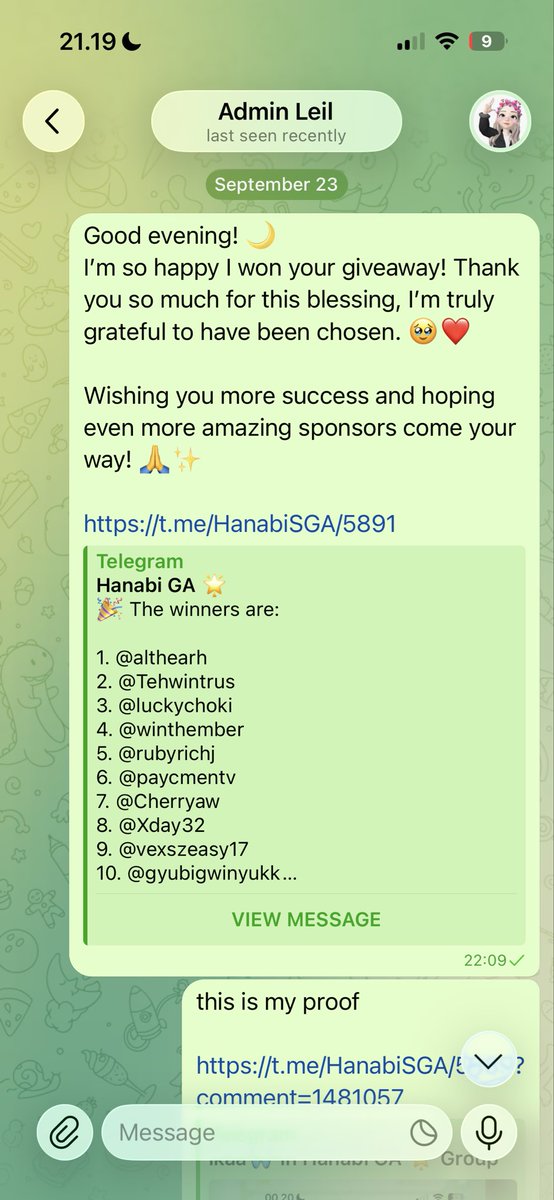 althearheaa's tweet photo. Hi @GiveAwayHost and admin @riegoelizaldee sorry to bother you.

I won your Telegram giveaway on September 23rd ( @.althearh) and have already contacted the admin regarding my prize, but my message still hasn’t been read or replied to.

It’s been almost two weeks since the winners were announced. I’d really appreciate it if you could please check on this and make sure the prizes for the winners are processed soon.

Thank you so much for your time and understanding. I hope you have a wonderful day! 💕