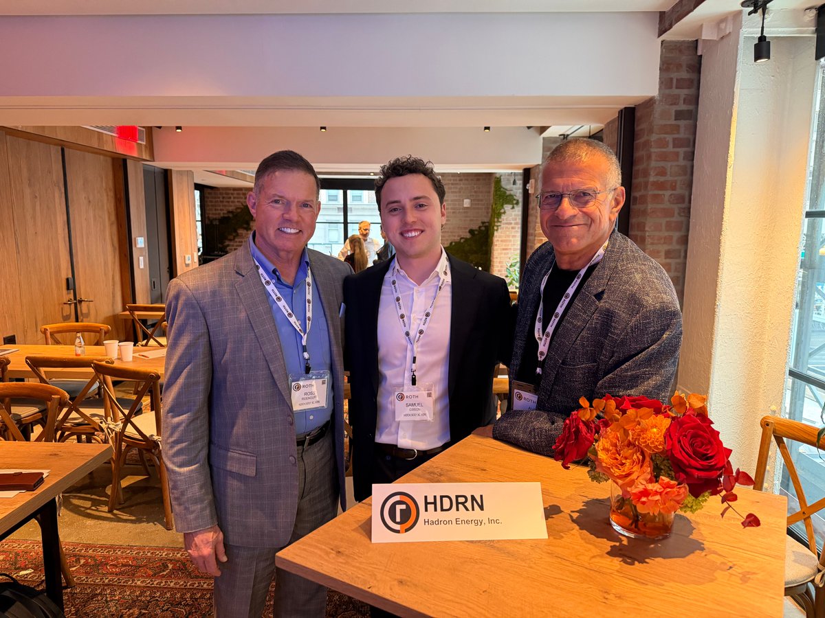 hadron_energy's tweet photo. $HDRN was featured at the ROTH Emerging Nuclear Technology Conference in NYC! Founder &amp; CEO @Samuel_Gibson_ joined an industry panel on commercializing next-gen nuclear tech and led talks with institutional investors, alongside CNO Ross Ridenoure and Exec. Chairman Avi Katz. https://t.co/ECIPTNKT5R