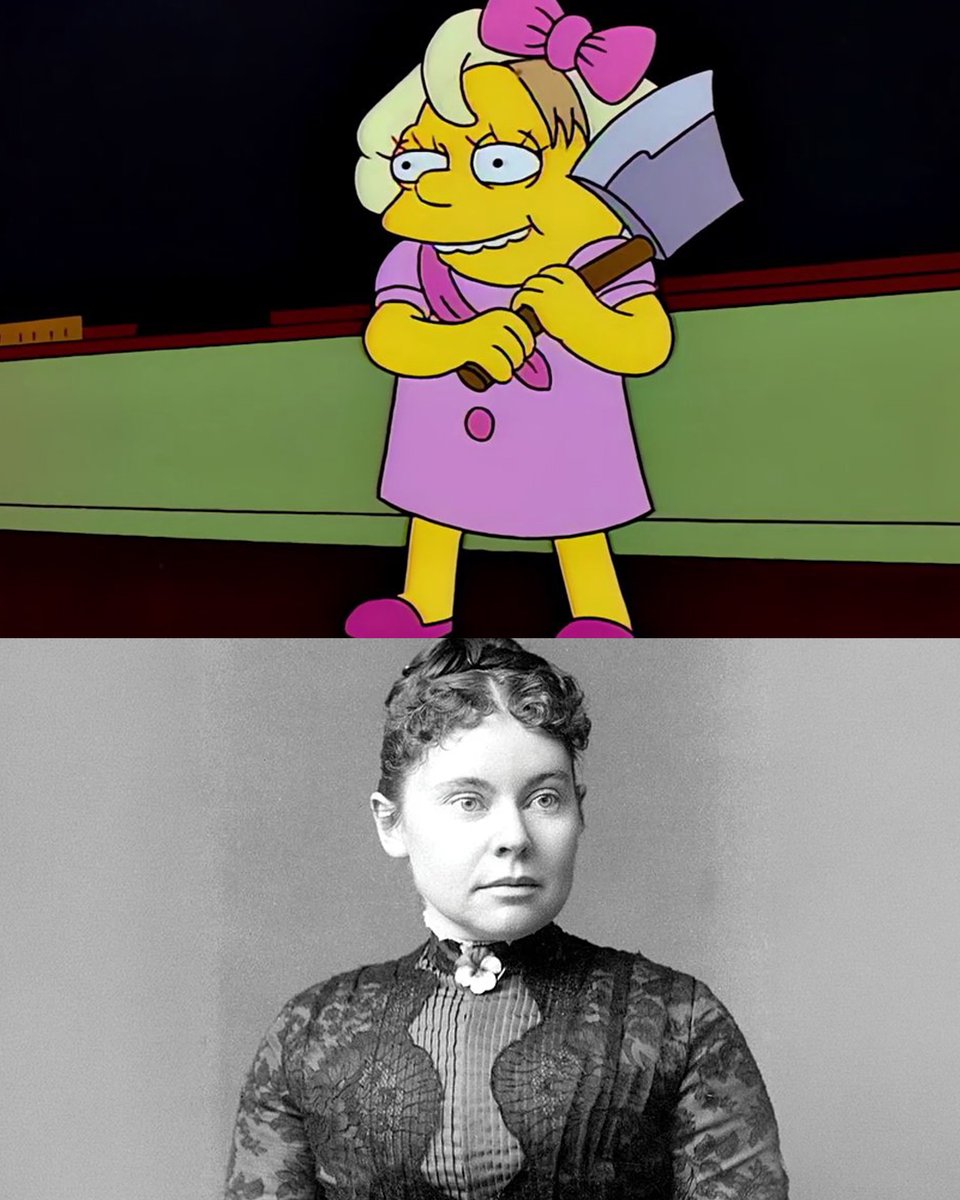 Data_Simpsons's tweet photo. En el jurado por el alma de Homero se encuentra Lizzie Borden, conocida como "la asesina del hacha" por ser sospechosa de matar a su padre y a su madrastra en agosto de 1892

Previamente, había sido referenciada en Cabo de miedosos, con Martin interpretándola en la obra de teatro https://t.co/q426gW17Ir