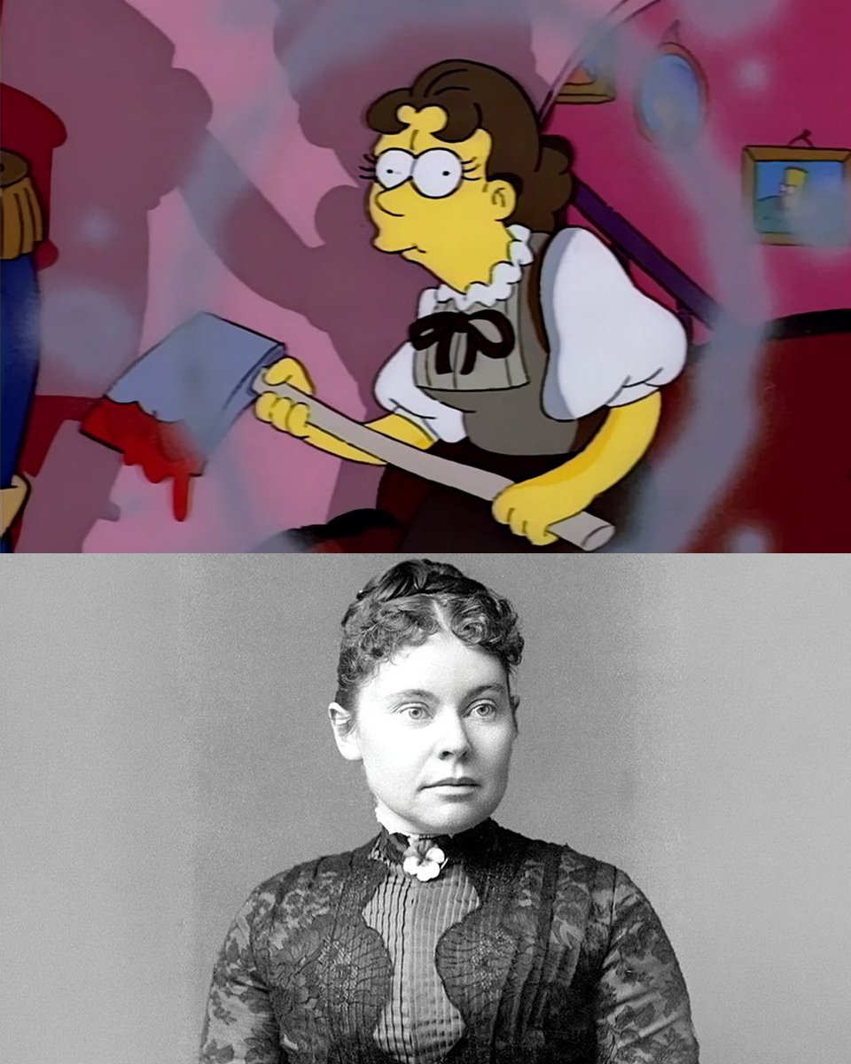 Data_Simpsons's tweet photo. En el jurado por el alma de Homero se encuentra Lizzie Borden, conocida como "la asesina del hacha" por ser sospechosa de matar a su padre y a su madrastra en agosto de 1892

Previamente, había sido referenciada en Cabo de miedosos, con Martin interpretándola en la obra de teatro https://t.co/q426gW17Ir