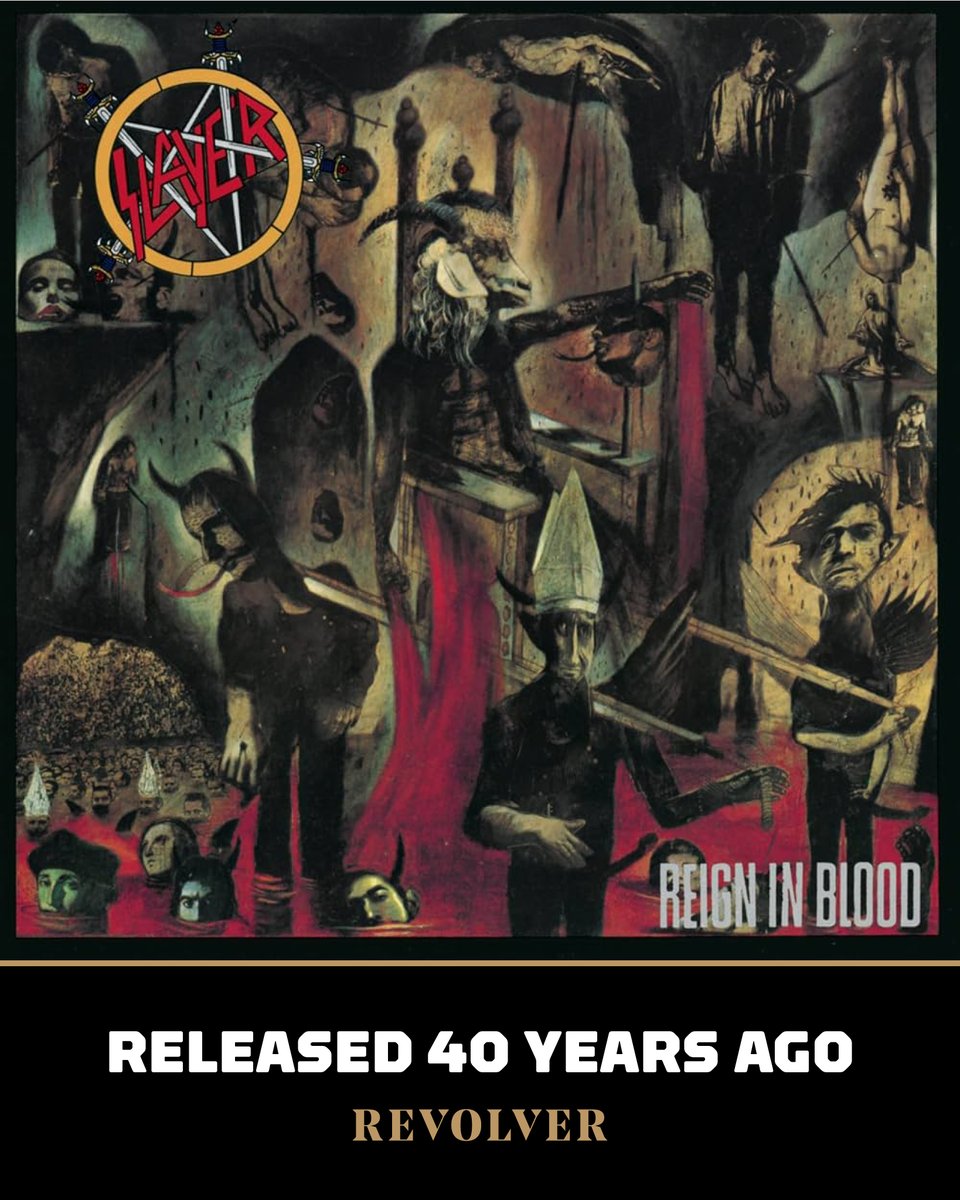 Revolvermag's tweet photo. 40 years ago today: SLAYER released 'Reign in Blood.'⁠
⁠
Great thrash album — or the greatest thrash album?⁠ https://t.co/p7zIt2QUxw