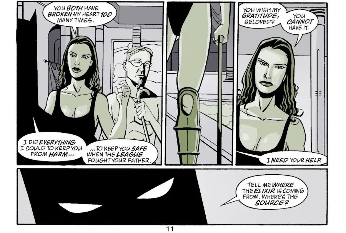 rosmariest's tweet photo. i hate when people act like talia is the jealous ex who can’t get over bruce and who threatens every single girlfriend of his. meanwhile it is actually bruce who cant get over her. https://t.co/t2DFuegA1w