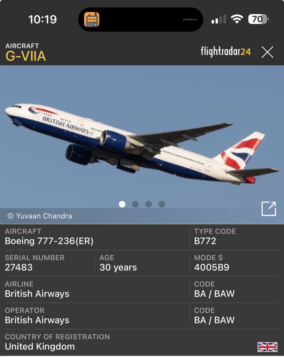 tparon's tweet photo. 🚨🇬🇧 #BREAKING | NEWS⚠️
British Airways flight (#BA295) departing from London headed towards Chicago started squawking
7700 emergency when flying over
Ireland 🇮🇪 and has asked for emergency landing back in London. https://t.co/PO9fQvg3dg