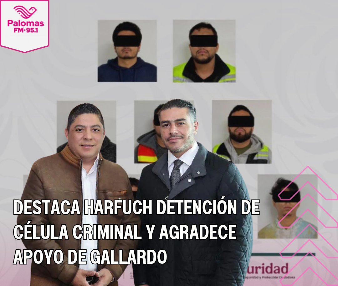FmPalomas's tweet photo. 🚨 Harfuch destaca detención de célula criminal en SLP y agradece el apoyo de Gallardo. El operativo aseguró 30 inhibidores de señal, un arma larga, 10 vehículos y mercancía robada, en un avance contra el robo al autotransporte en la carretera 57. https://t.co/kAWb3Q1rrZ https://t.co/YrepnrRcZE