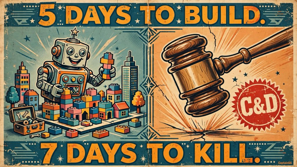 CaptainGGPlays's tweet photo. AI bros built a Fallout game set in New York in days — 300k lines of code, millions of views. Bethesda C&amp;D'd it within a week. The creator's reply: "make a Fallout game instead so I don't have to." Modders are at war over AI mashups. Future of the scene, or death of it? https://t.co/yLXCple1zH