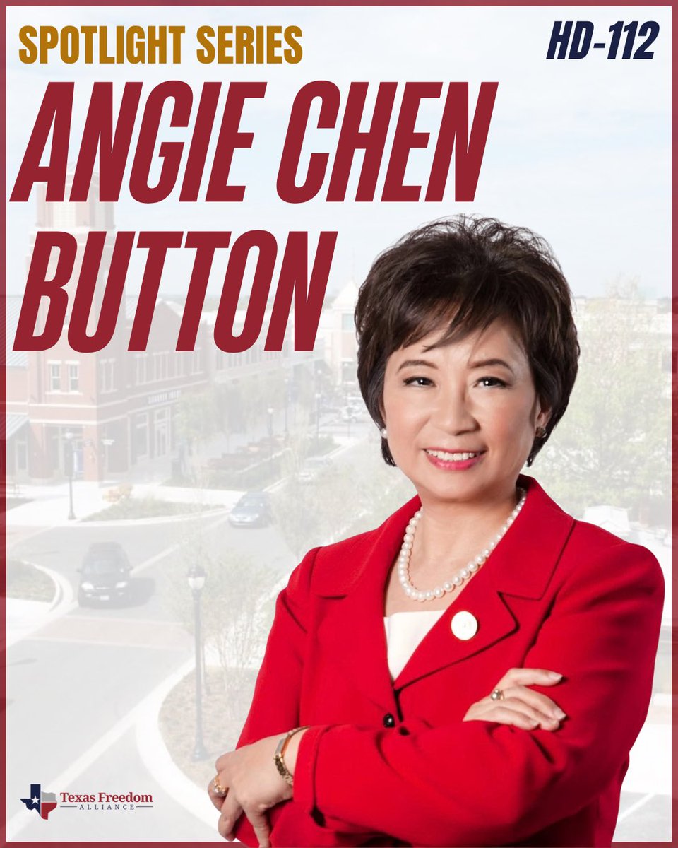TXFreeAlliance's tweet photo. 🌟 LEGISLATOR SPOTLIGHT 🌟

Texas Freedom Alliance is highlighting Rep. @AngieChenButton and her fight for House District 112 and North Texas.

Swipe through to learn more! 

We need strong conservative leaders back in Austin.

#txlege #northtexas #legislatorseries https://t.co/kRuvEZXaSu