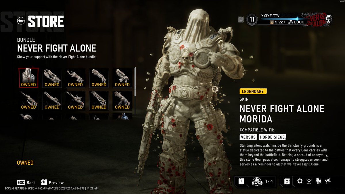 XXIXEJG's tweet photo. Decided to get myself the #NeverFightAlone bundle. Make sure to check on your fellow gears in all good and bad times, a text is all it takes to help. https://t.co/Y18UMb1LcL
