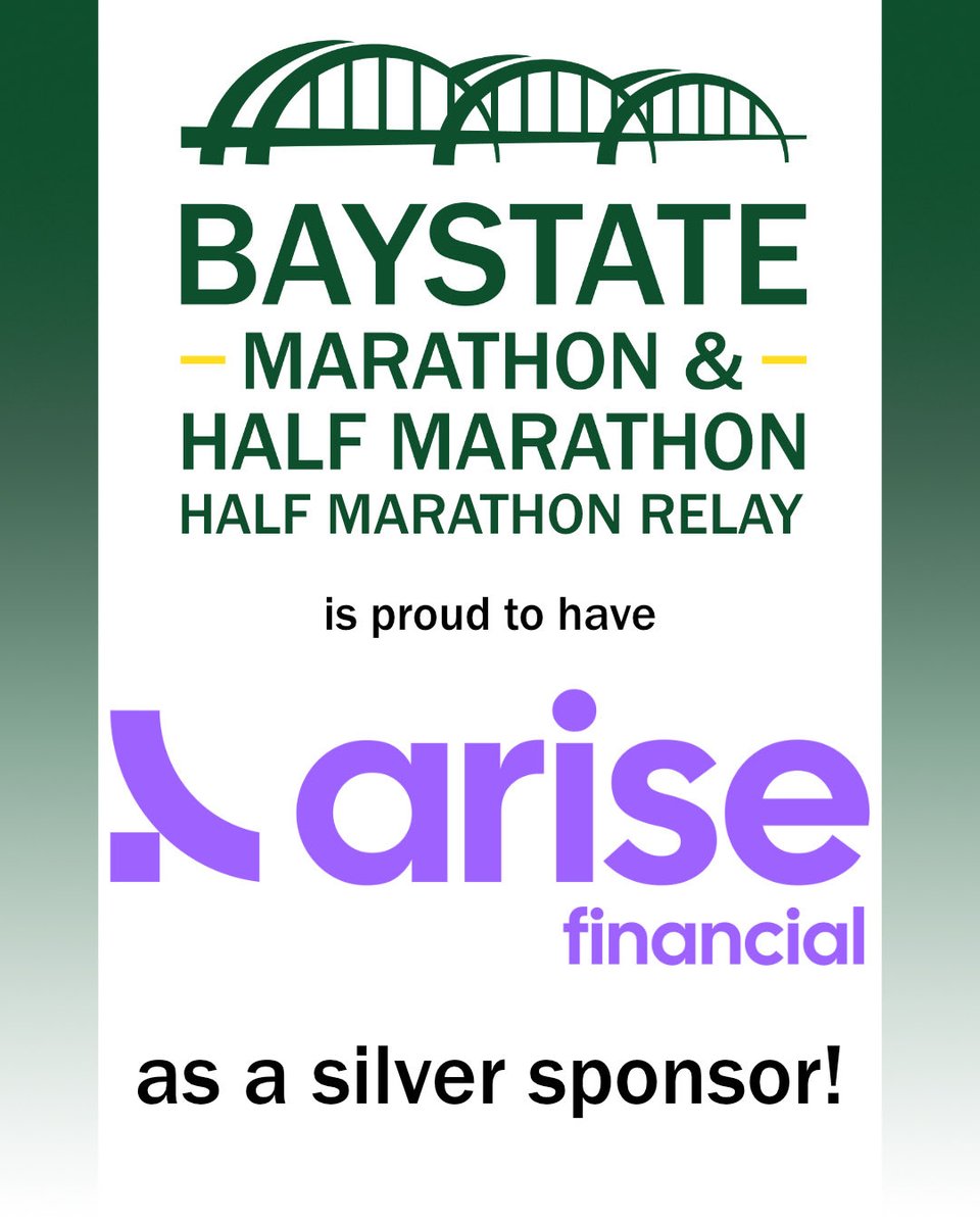 RunBaystate's tweet photo. We’re proud to welcome @AriseFinancial as a Silver Sponsor of the Baystate Marathon, Half Marathon &amp; Half Marathon Relay! 🏃‍♀️💚💛

Thank you for supporting our runners and the Baystate race community!

#BaystateMarathon #RunBaystate #AriseFinancial https://t.co/IV4VRGGGp5