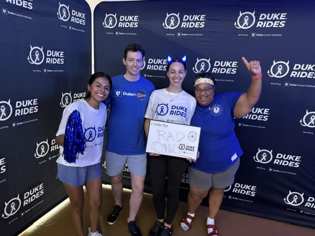 DukeRadOnc's tweet photo. Duke #RadOnc at @DukeCancer's #DukeRides fundraiser! Thanks to everyone on our team who rode and donated to fund research, clinical trials and patient care at DCI π we made it to our fundraising goal and raised over $5,000! π https://t.co/tuakzWxZzv https://t.co/kjn0dH11sU
