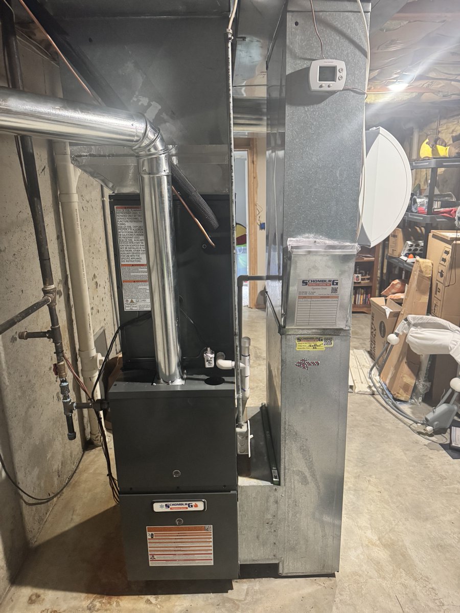 Schomburghvac's tweet photo. Notice a toasty smell when your heat kicks on? That’s just dust burning off—totally normal! If it lasts over an hour, call our certified techs for a check-up. (816) 238-0032 🍂🔥 #SchomburgHVAC #Parkville #StJoseph https://t.co/2HtWcLY7C7 https://t.co/z5rQrNXm2C