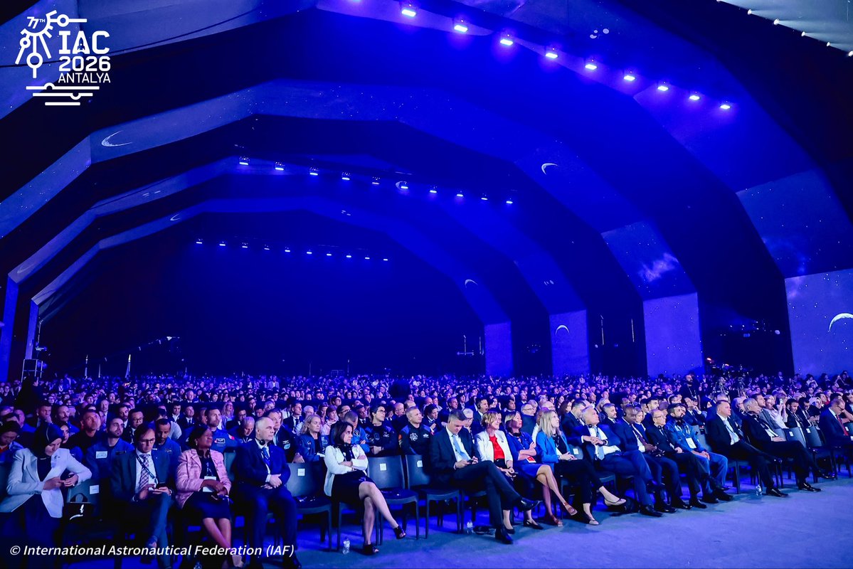 iafastro's tweet photo. Space is a shared future for all humanity.🌏

At the IAC 2026 Opening Ceremony, we launched a week that bringing together more than 7,500 delegates from around the world, united by one belief: space research impacts the lives of our citizens and shapes the future we share.

The Olympics of Space has begun. 🚀

Highlights from the Opening Ceremony graced by H.E. Recep Tayyip Erdoğan, President of Türkiye. 

#IAC2026 #OpeningCeremony #ConnectingAllSpacePeople