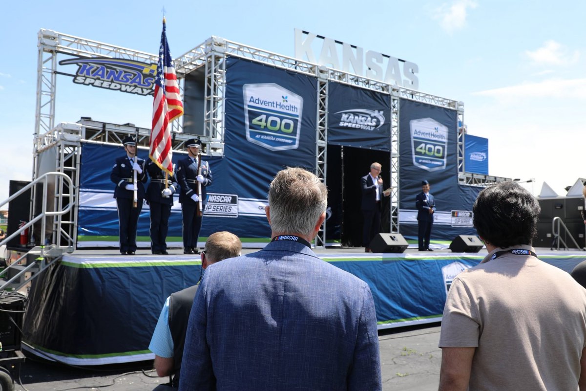 tysonbrody's tweet photo. SCOOP: Turns out the Roger Marshall has prayed with Adam Hamilton before - back in 2022, when Adam gave the invocation for the AdventHealth 400 at the Kansas Speedway. Next to Roger is Sheikh Meshal Bin Hamad Al-Thani, Ambassador of Qatar, whom Roger was hosting for the day! https://t.co/eZgHdE9ya3