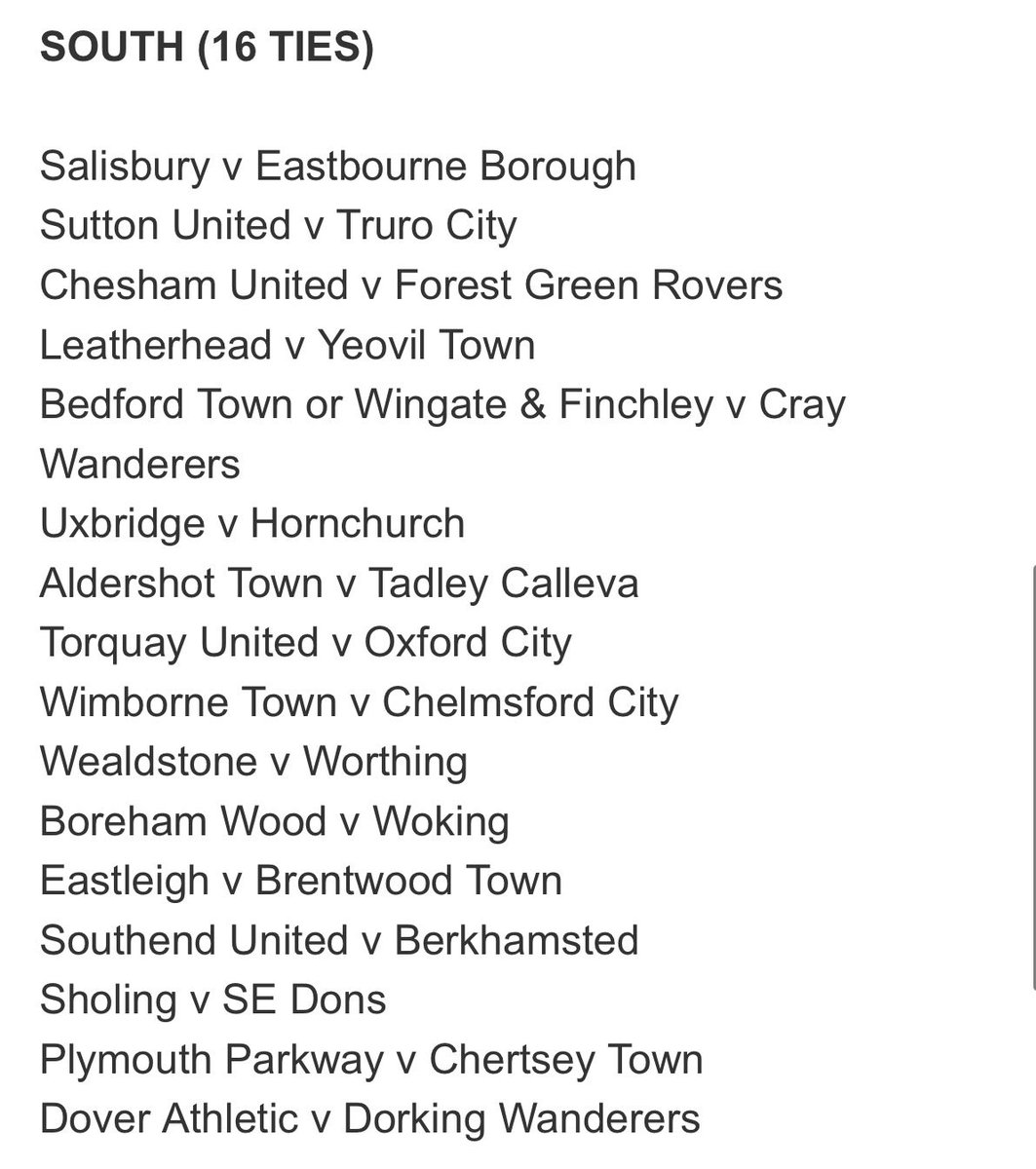 Ollie_Bayliss's tweet photo. The draw for the FA Cup 4th Qualifying Round has been made.

Ties are set to take place the weekend of Saturday 17th October with winning clubs earning £9,375, whilst losing clubs will earn £3,125. https://t.co/piRxMUf00D