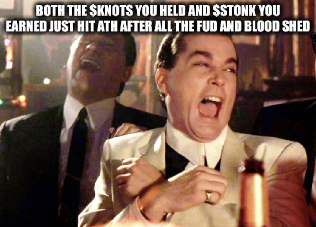 0xsmyle's tweet photo. Only diamond hands and conviction holders can relate to this meme @KnotsOnStonk $KNOTS $STONK https://t.co/YWLTaGLQ8y
