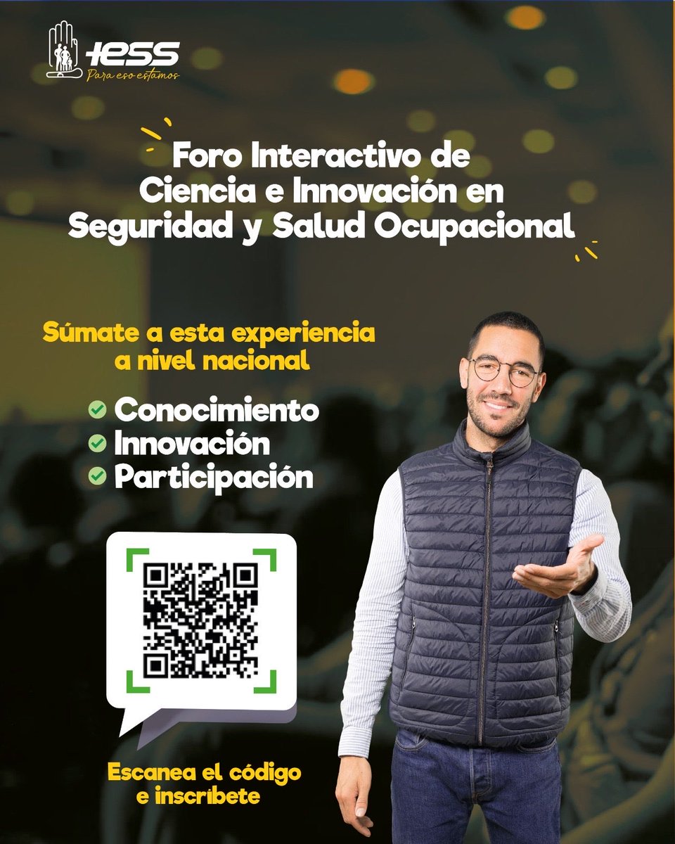 IESSec's tweet photo. ¡Conocimiento e innovación en salud y seguridad ocupacional en un solo lugar! 😌

Sé parte del Foro Interactivo de Ciencias e Innovación en Seguridad y Salud Ocupacional del #IESS.

🗓️  20 de octubre 
🏦 Auditorio del Banco Central del Ecuador - Quito.
📍Av. 10 de Agosto y Briceño.

Registra tu asistencia 👉 https://t.co/9oSYmqKOW7

#ParaEsoEstamos