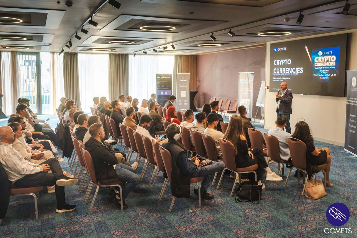 cometsweb3's tweet photo. Sibiu brought the questions, and our speakers brought the answers.

On 29th September, @cometsweb3 Crypto Currencies gathered tax specialists, lawyers, traders, investors and founders at Sibiu for an evening on crypto taxation and legislation. The talks and panels stayed close to what people deal with every day, and the questions from the room kept the conversation practical from start to finish.

Thank you to our partners @CryptoSupportRO, EVFIAM, IsoFort, @avax, and IMM Sibiu for making it possible!

And thank you to our speakers @DaianaM007, @stefaneduardi, Adrian Morar, @RazvanAmbrozie, Adrian Rada, Victor Buju, Paul Achim, Andreea Stefan, and Victor Apetrei for the experience and real examples they shared on stage.

And thank you to everyone who joined us and stayed for the conversations after.

Check out the event gallery in the comments 📸