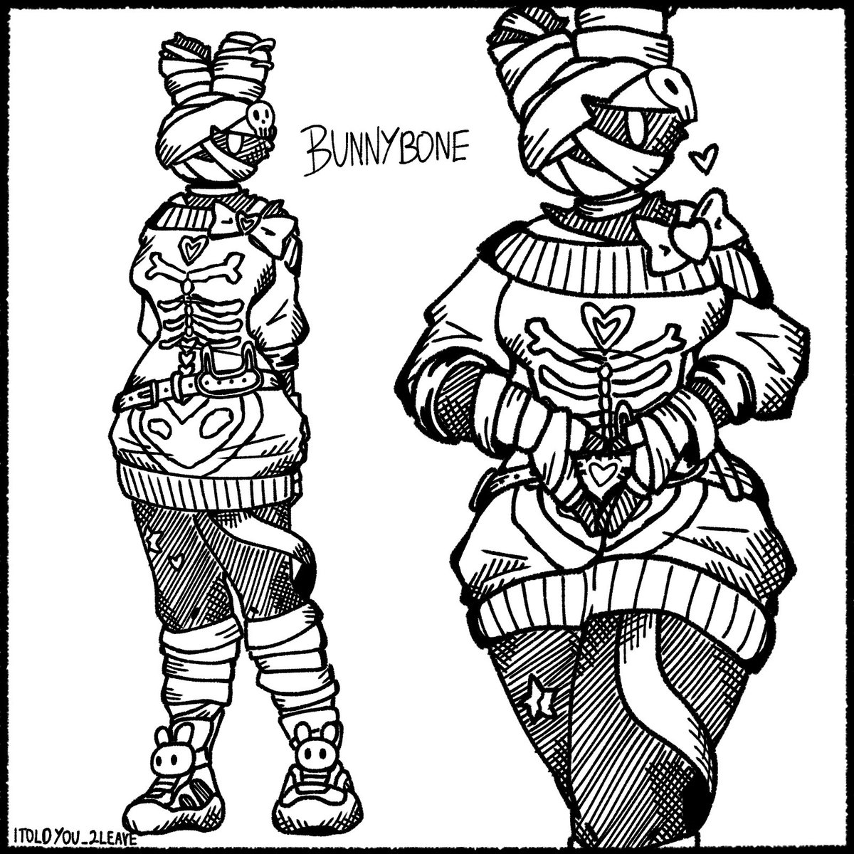 itoldyou_2leave's tweet photo. The recent Bunnybone skin resonates with me so harddd, so i did lineart of her for Inktober!

#fortniteartㅤㅤ #inktober https://t.co/t7xnvgDLaz