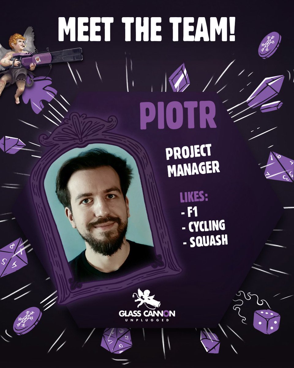 GCUtabletop's tweet photo. Meet Piotr, our Project Manager!

ARPGs, MMOs, city builders, F1, cycling, squash… and a Ragdoll cat named Lilith. Yes, that Lilith. 

He’s also writing a sci-fi novel, so please send help 😅

#boardgames #glasscannonunplugged https://t.co/EPlyTOiESJ