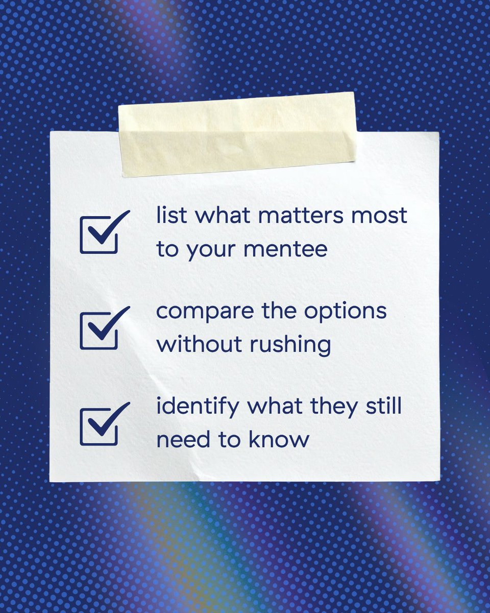 iMentor's tweet photo. π§ Mentors do not have to choose the answer. They can help students understand what they want from the decision.
#MentorChecklist #iMentor #StudentVoice #MentorshipMatters https://t.co/07DKzfcxkU