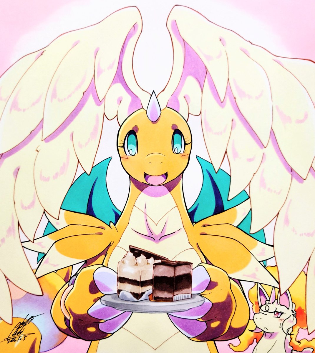 025aki's tweet photo. 今年はカイリューちゃんがケーキをプレゼント🎂
ありがたや https://t.co/J2n0JH8c0P