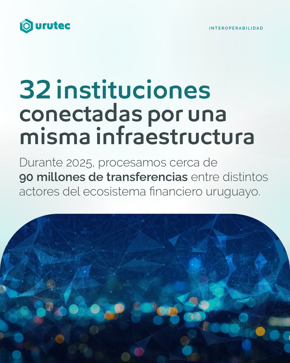 urutec_'s tweet photo. 🤝🏽 La interoperabilidad permite conectar a distintos actores del sistema financiero dentro de una misma infraestructura.
En 2025, URUTEC procesó cerca de 90 millones de transferencias entre 32 instituciones.
#URUTEC #Interoperabilidad #SistemaDePagos https://t.co/UX6OODj1aI