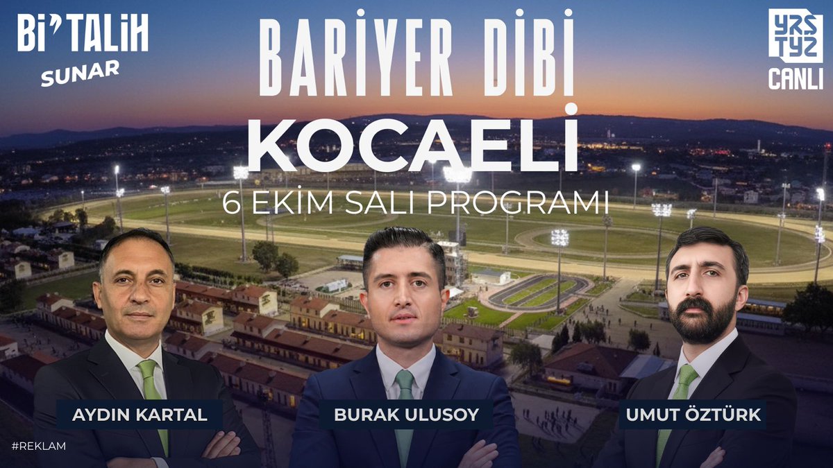 yaristayiz's tweet photo. 🎬Bi’Talih'in sunduğu #BariyerDibi her gün deneyimli moderatörleri ve uzman yorumcularıyla #Yarıştayız kanalında! #tanıtım 

🗣Bu akşam 21.50'de @ulusoy_burak_  moderatörlüğünde @hipodromcasusu1 ve @WhiskeredCoach “6 Ekim Salı” günü koşulacak Kocaeli yarışını CANLI yayında yorumluyor.  

İzlemek İçin ➡️  https://t.co/V2UP6ETsf6