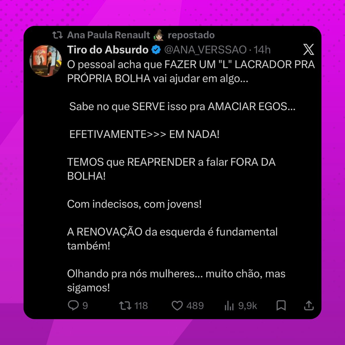 poptime's tweet photo. Ana Paula Renault compartilhou uma série de tweets em seu X, após derrota de Lula no primeiro turno das eleições. https://t.co/xzpNkor0ZI