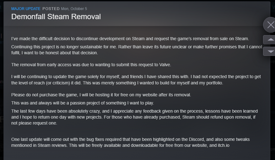 RavenSkyShakru's tweet photo. @BroccuChan64 Looks like the dev got scared and is removing the game form steam XD https://t.co/VbPwzuTrMQ