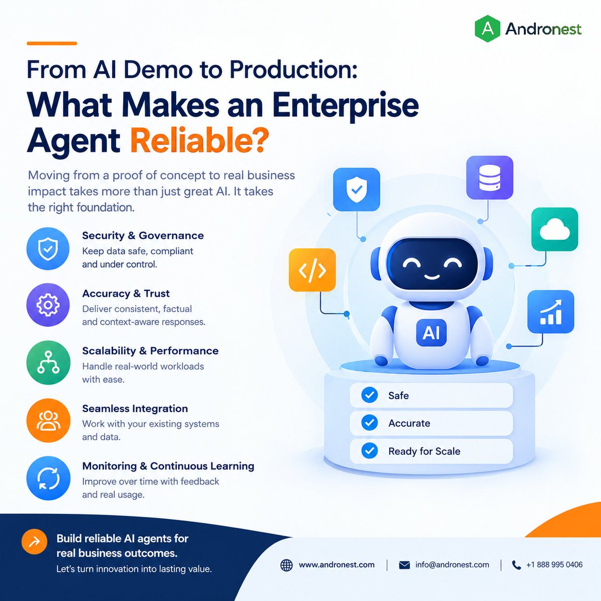 andronestllc's tweet photo. From AI demo to production 

🤖 Reliable enterprise agents need security, accuracy, scalability, seamless integration &amp; continuous monitoring. Build AI that delivers real business impact.

🌐 https://t.co/3gpZ3x5W0T

#AI #EnterpriseAI #Andronest https://t.co/26tsyCfTfH
