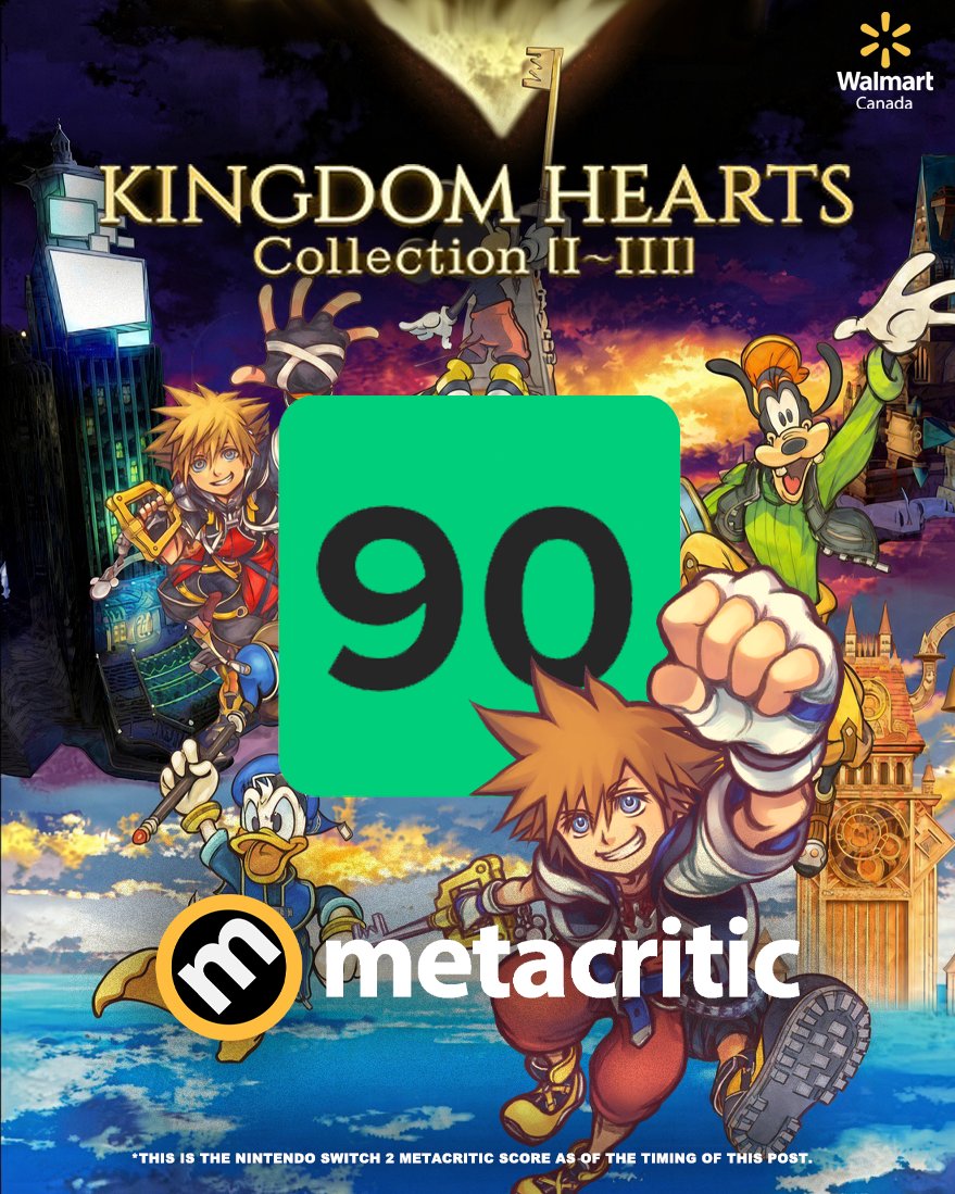 WalmartCAGaming's tweet photo. Now these are some (simple and) clean scores. 🗝️

The reviews are in for Kingdom Hearts Collection [I~III] and it's an easy recommendation ahead of the franchise's fourth installment next year.

➡️ https://t.co/1b9JjTv8QG https://t.co/PAADdWISMx