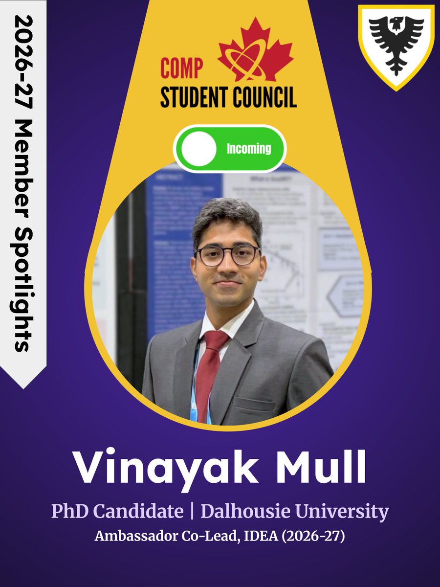 COMPTrainees's tweet photo. Our last (but certainly not least) spotlight is on our Ambassador Co-Lead Vinayak Mull, a PhD candidate from @DalhousieU!  🍁 Pour terminer notre série de plein feu, nous reconnaissons le co-chef de l’équipe ambassadeur, Vinayak Mull, un candidat au doctorat de @DalhousieU! https://t.co/byORtaG0nz