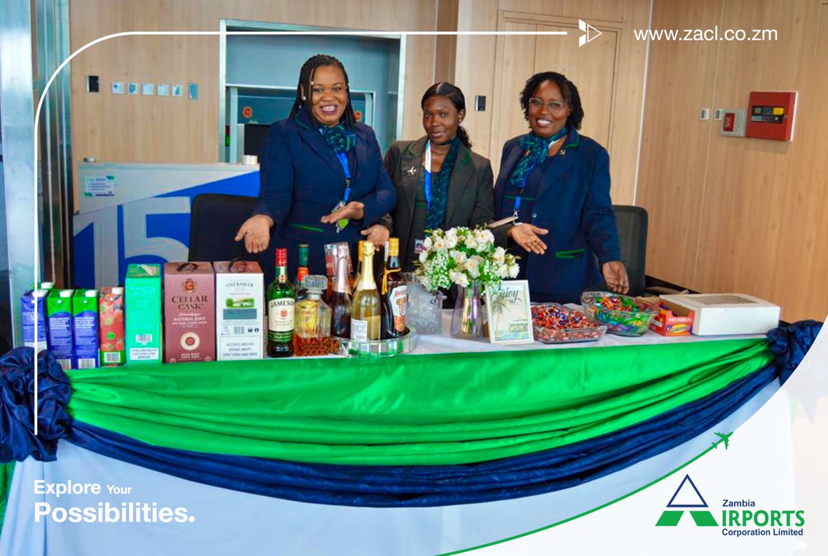 ZambiaAirports's tweet photo. Passing through SMKIA? Stop by our Customer Service Week stand and join us as we celebrate you, our valued customers!
Pick up a little treat, say hello to #TeamZACL, and enjoy the celebrations.
#GatewayToPossibilities #KeepFlying #TheExtraMile https://t.co/xSe8iH6o6V