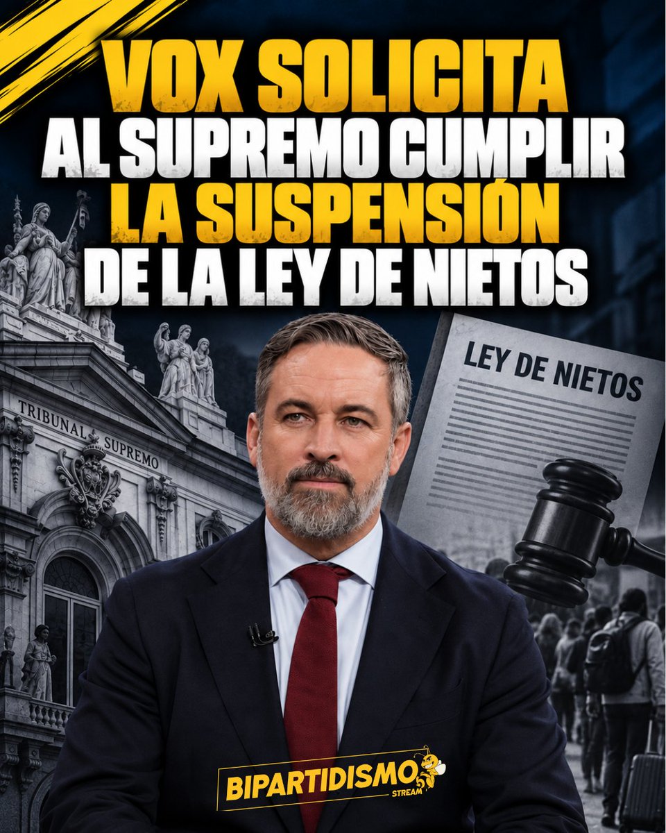 Bipartidismo_'s tweet photo. 🔴 VOX pide al Supremo que cumpla la suspensión cautelar sobre la ‘ley de nietos’ y garantice que los extranjeros nacionalizados por esta vía no puedan votar el 29-N.

https://t.co/rlckrdp152 https://t.co/7MmRRVopXx