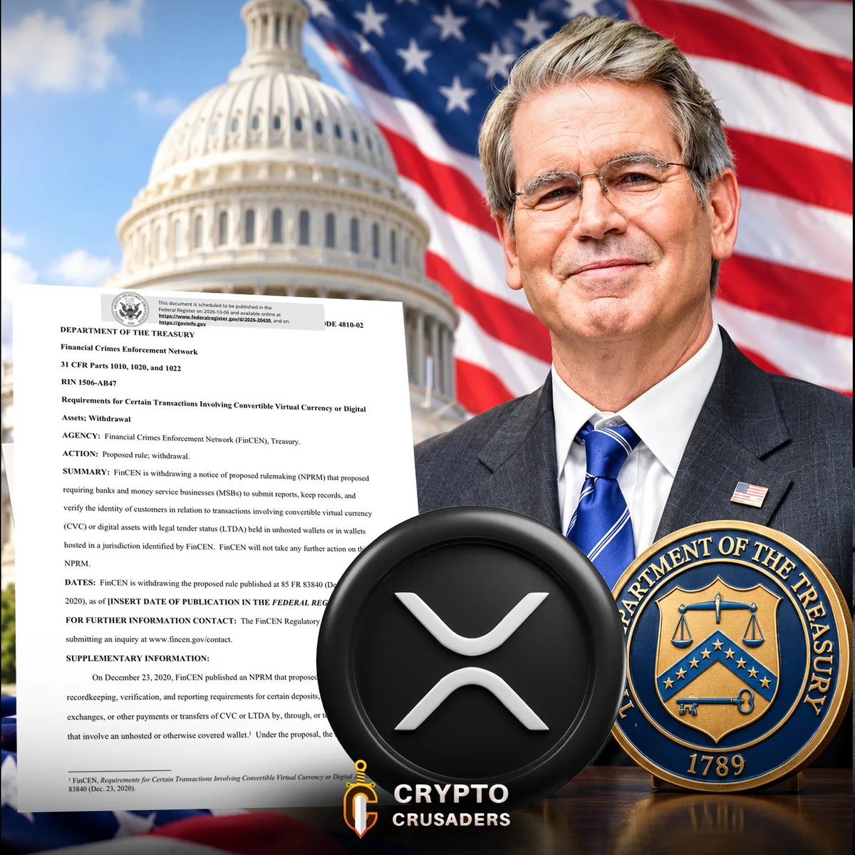 LeviCryptoGuy's tweet photo. 🚨HUGE BULLISH SIGNAL FOR CRYPTO &amp; ripple:native !!

The U.S. Treasury is dropping proposed crypto surveillance rules. 🇺🇸
 
This is exactly the kind of policy shift the market wants to see!! 📈 https://t.co/jvGv75FXRn