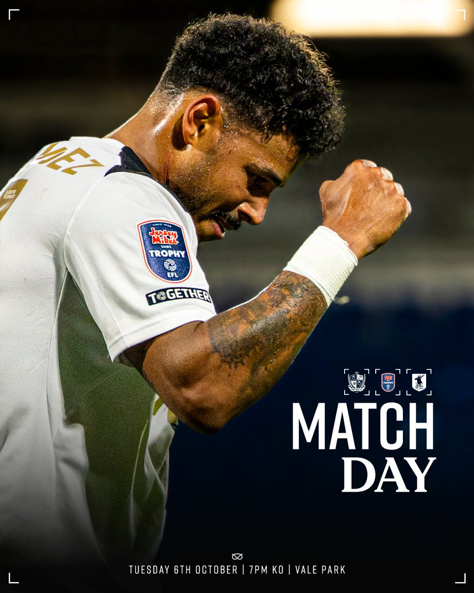 OfficialPVFC's tweet photo. Jersey Mike's Trophy Matchday at Vale Park 🏆 https://t.co/jeRQfmBZkq
