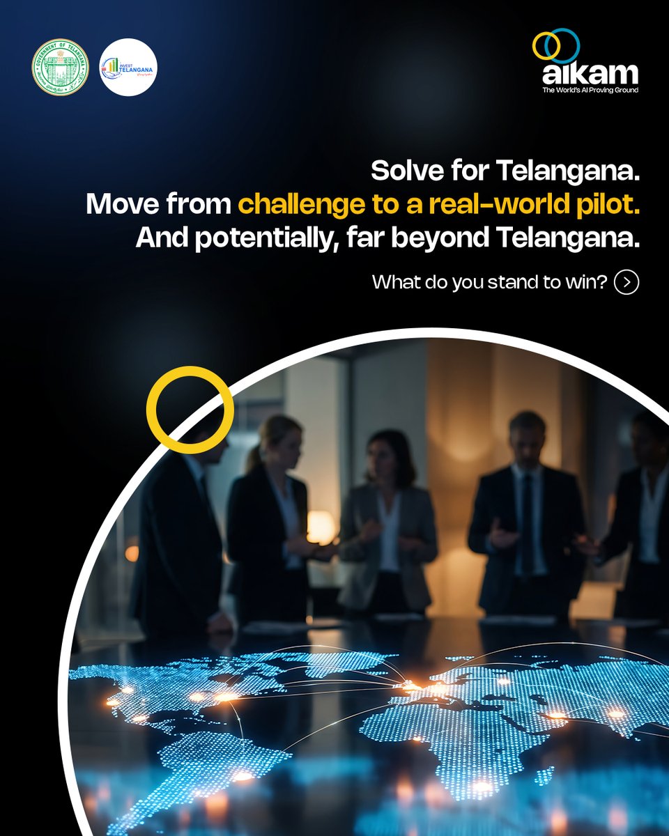 Aikam_Official's tweet photo. EnergyTech needs solutions today. ⚡
Build Agentic AI solutions across Grid, Revenue &amp; Governance and take them from challenge to pilot, Telangana to the world.

₹36L prize pool + paid pilots + incubation.
Build with Aikam.

Register: https://t.co/NIqZVj9vi6
#Aikam #EnergyTech https://t.co/onLWVkSfPU